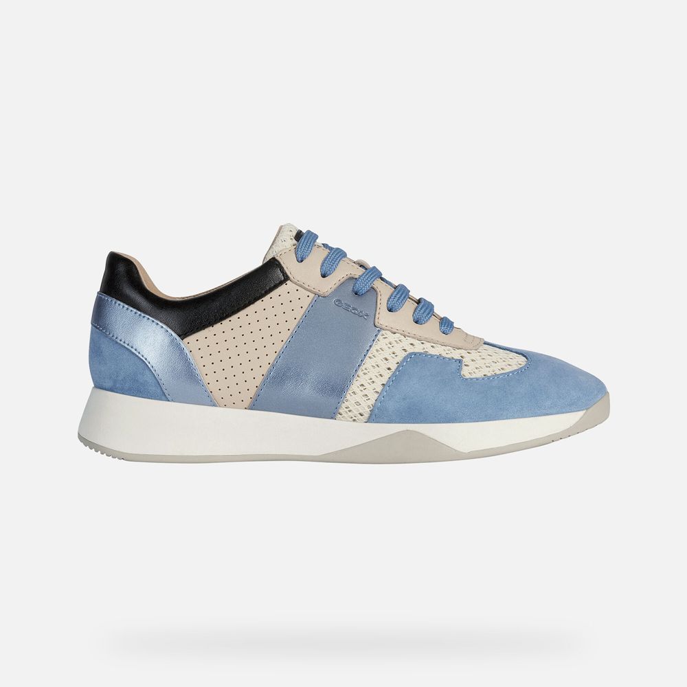 Tenis Geox Senhora Branco/Azuis - Suzzie - JQAGT7804